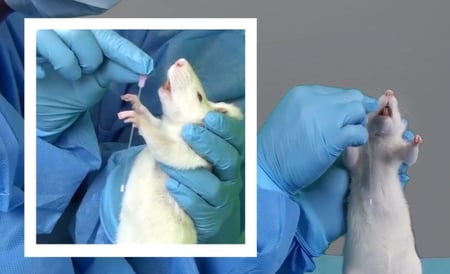How to determine proper feeding tube length for rats.