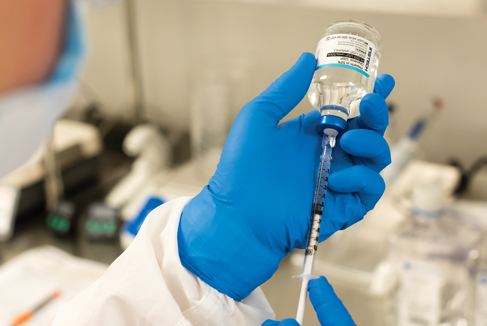 Filling syringe using PinPort™ Access Cap